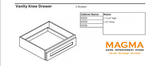 Highland CabinetsVanity Knee Drawer, 1 Drawer - Shaker Kitchen Cabinet WhiteKD24Vanity Knee Drawer, 1 Drawer - Shaker Kitchen Cabinet