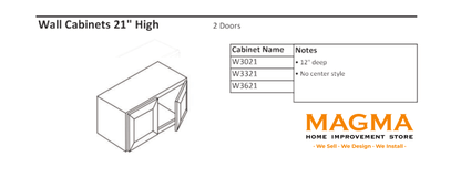 Highland CabinetsWall Cabinets 21" High, 2 Doors - Shaker Kitchen Cabinet WhiteW3021Wall Cabinets 21" High, 2 Doors - Shaker Kitchen Cabinet