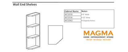 Highland CabinetsWall End Shelves - Shaker Kitchen Cabinet WhiteWES930Wall End Shelves - Shaker Kitchen Cabinet