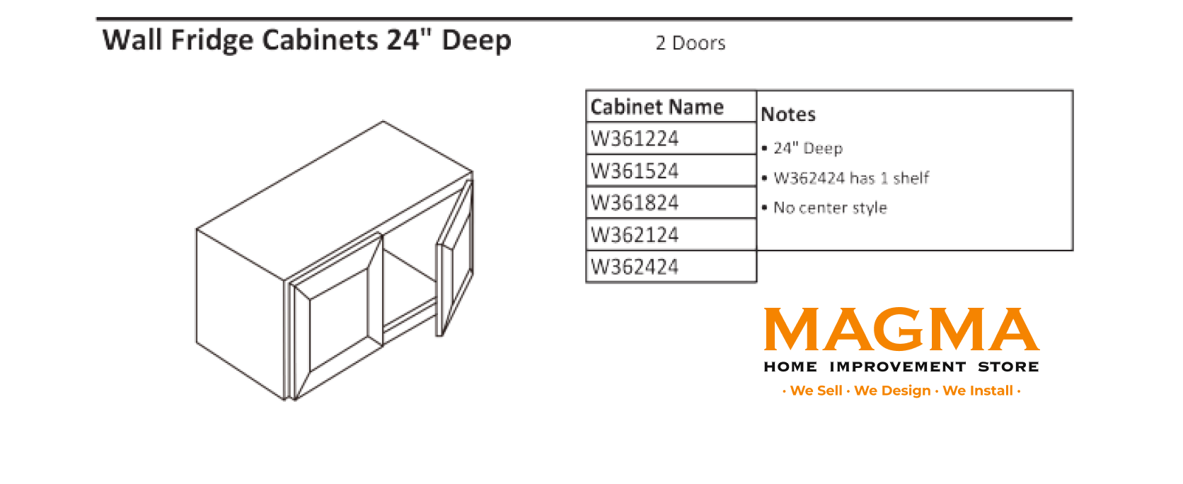 Highland CabinetsWall Fridge Cabinets 24" Deep, 2 Doors - Shaker Kitchen Cabinet WhiteW361224Wall Fridge Cabinets 24" Deep, 2 Doors - Shaker Kitchen Cabinet