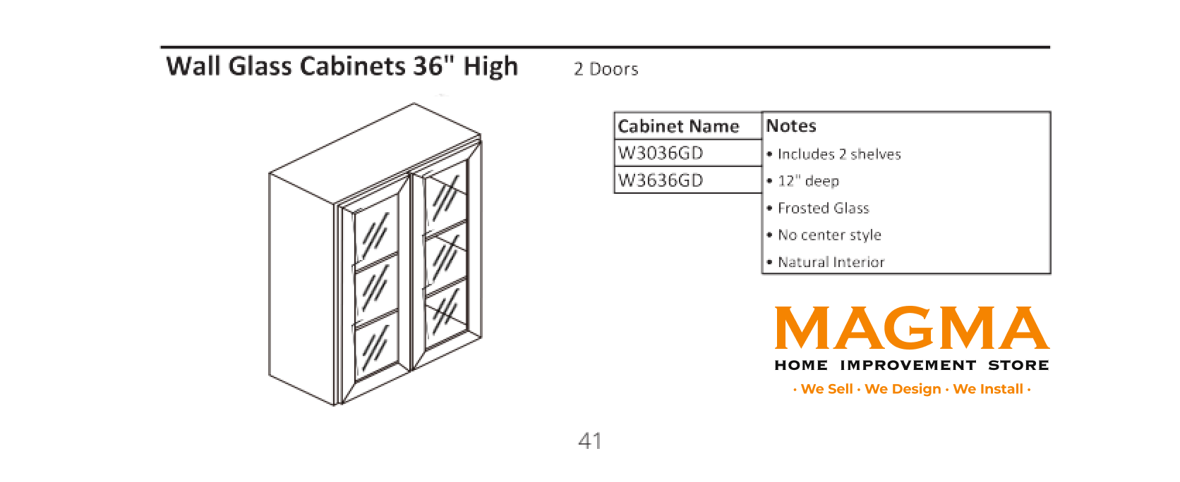 Highland CabinetsWall Glass Cabinets 36" High, 2 Doors - Shaker Kitchen Cabinet WhiteW3036GDWall Glass Cabinets 36" High, 2 Doors - Shaker Kitchen Cabinet